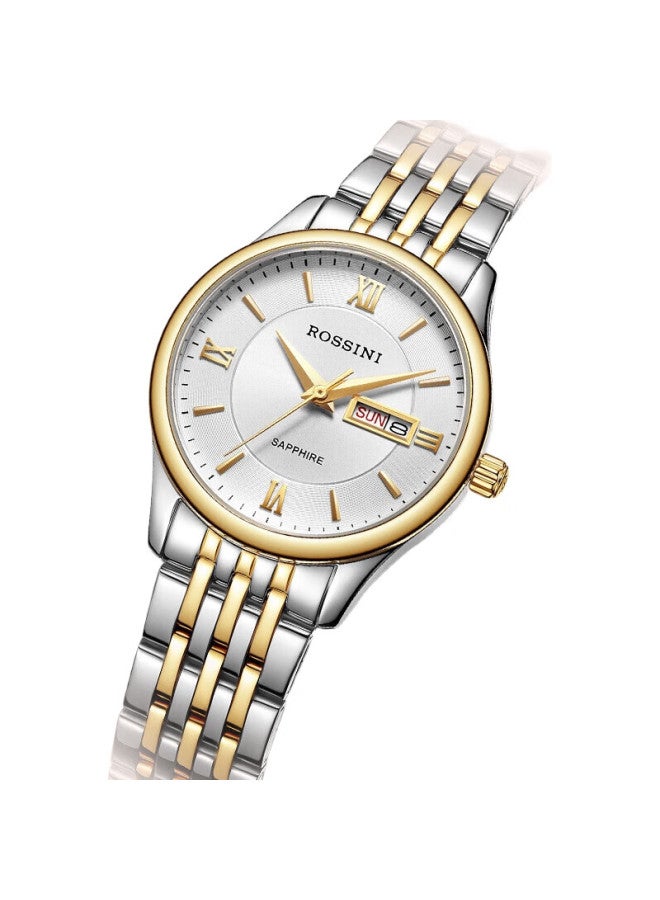 ROSSINI Women'S Quartz Watch With White Dial And Steel Strap, Birthday Gift For Girlfriend, Chinese Brand, Business Style, Elegant And Compact, 618574 - Image 2