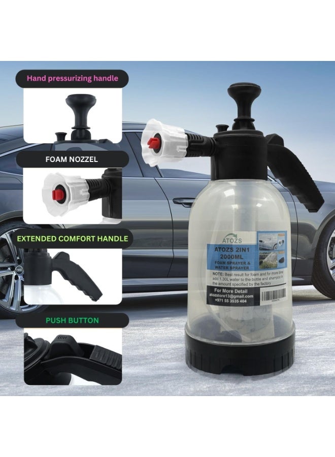 ATOZS Snow Foam Sprayer, Heavy Duty Hand Pressurised Soap Pressure Sprayer Bottle, Garden Sprayers, Car Wash Spray Water Thick Blaster, 2L - Image 3