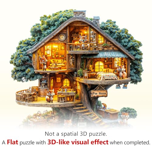 WOODBESTS Wooden Puzzles for Adults 270 Piece L 134 134in Fox House Wood Puzzle Adult Unique Wooden Animal Jigsaw Puzzles Family Game and Birthday Gifts for Friend - Image 5