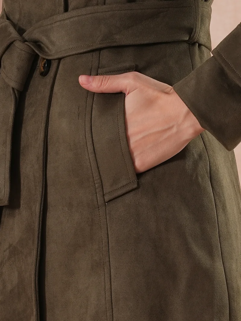 globus Women Double-Breasted Belted Pea Coat
