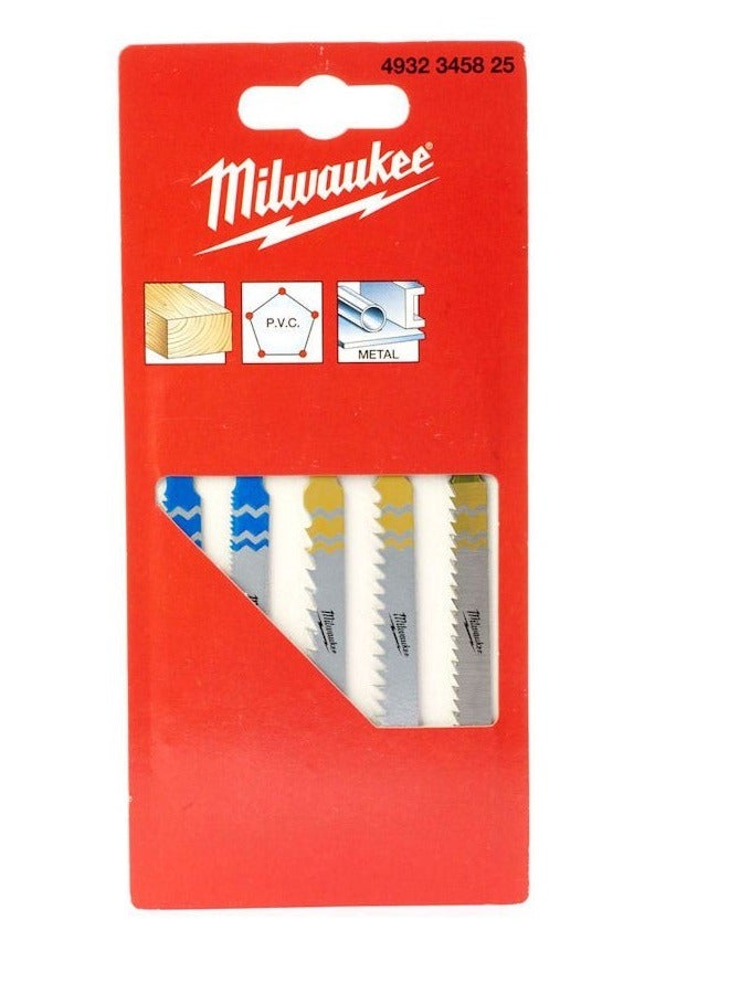 ميلواكي Jigsaw blades set (5pc) - suitable for applications in wood and metal - Image 1