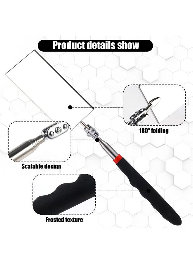 SAVITA Telescoping Inspection Mirror, Rectangle Telescopic Mechanics Mirror with Extended Handle Machine Tool Long Inspection Mirrors for Checking Vehicle Condition (11.42x30.71 Inch Handle)  - Image 5