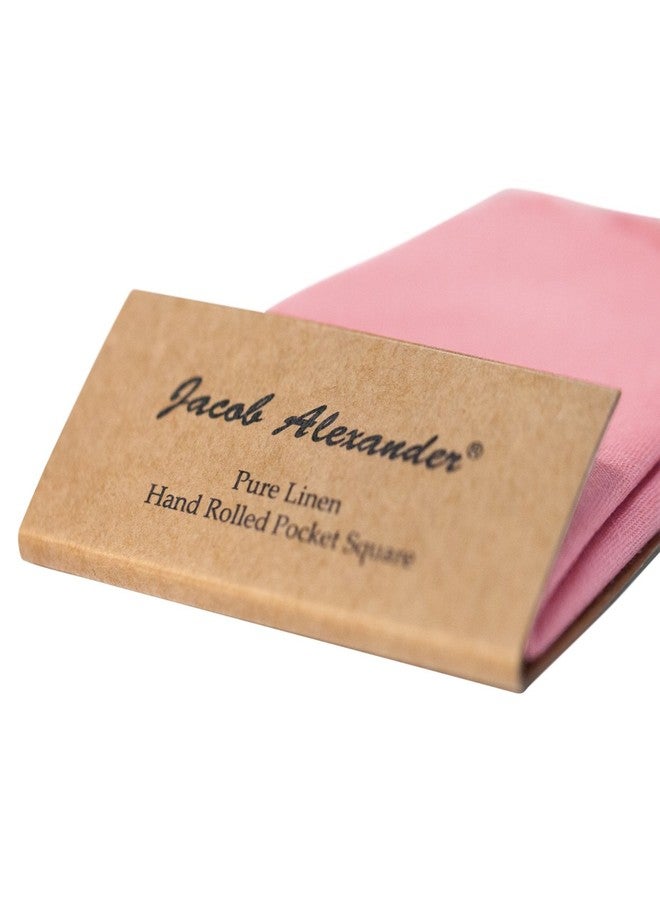 Jacob Alexander Linen Handrolled 15" x 15" Pocket Square Hanky - Light Pink - Image 2
