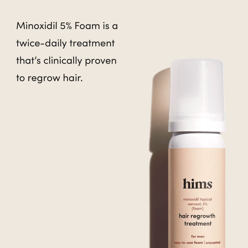 HIMS & HERS hims Extra Strength Hair Regrowth Treatment for Men with 5% Topical Minoxidil Foam for Hair Loss and Thinning Hair, Unscented No Drip Formula, 3 Month Supply, 3 Pack - Image 2