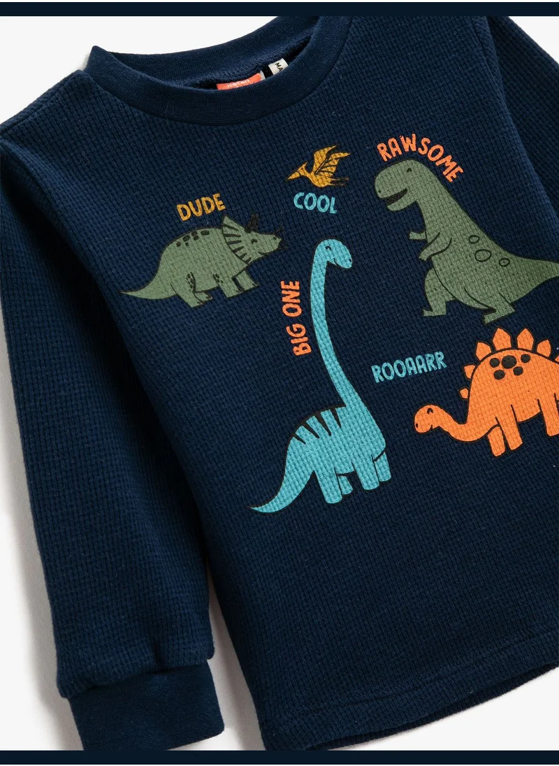 KOTON Dinosaur Printed Sweatshirt Cotton
