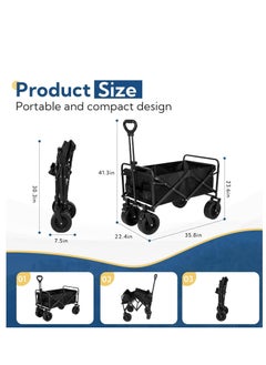 PENG GENERAL Collapsible Utility Wagon Cart Outdoor Garden Shopping Camping Cart  - Image 2