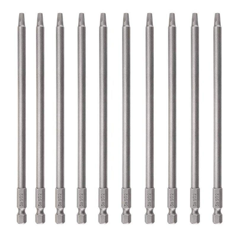 Rocaris 10pcs 1/4 Inch Hex Shank Long Magnetic Square Head Screwdriver Bits Set Power Tools SQ2 For Poket Hole Jig- 6 inch Length - Image 1