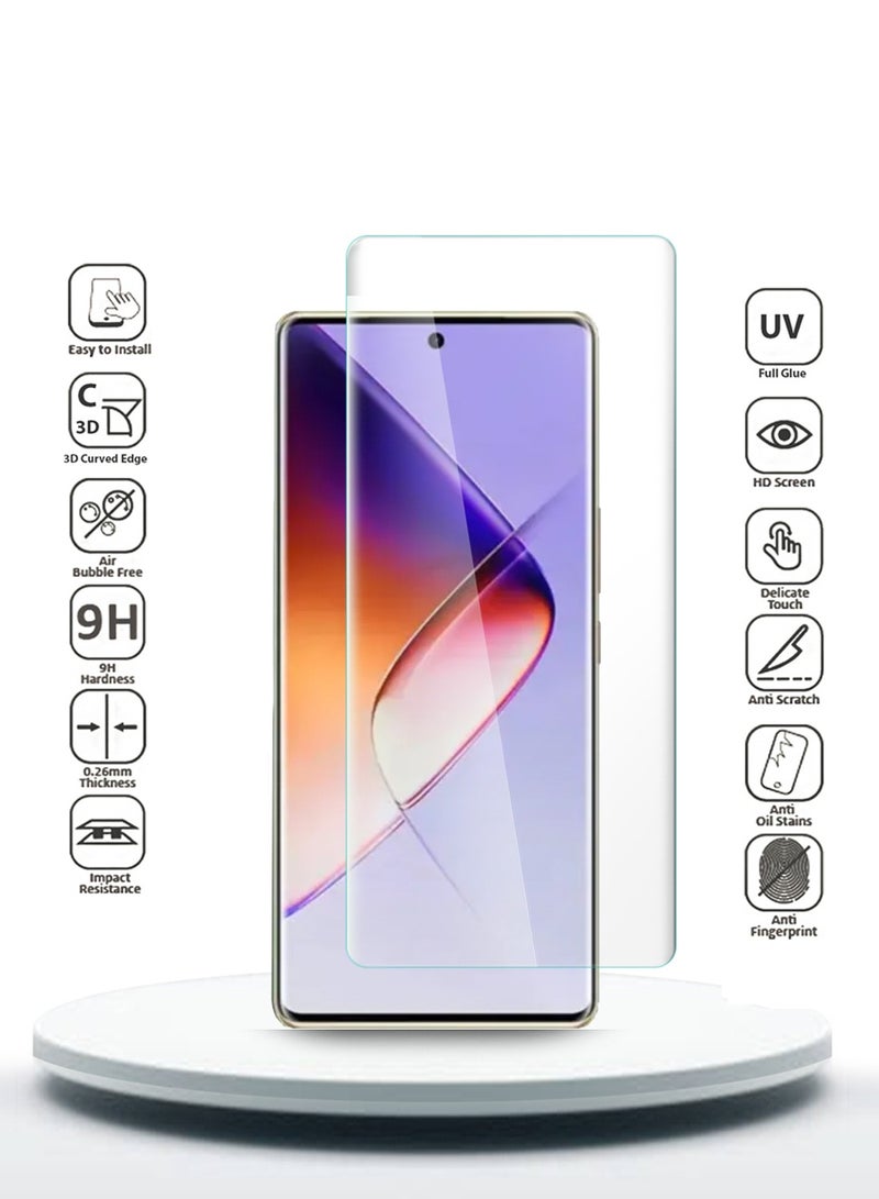 Wtech Infinix Note 40 Pro+ / Note 40 Pro Plus 5G 2024 Premium Curved Edges UV Full Glue Full Cover Tempered Glass Screen Protector (MSGUCN) - Clear - Image 2