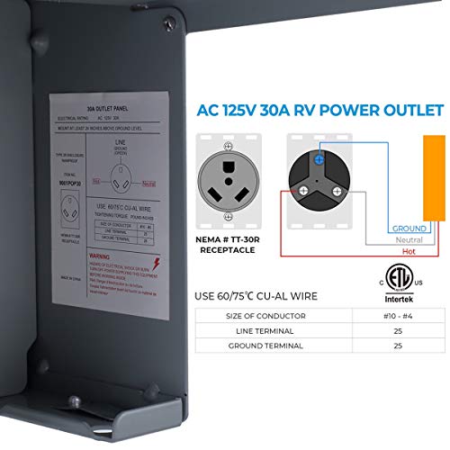 Miady 30 Amp 125 Volt RV Power Outlet Box, Enclosed Lockable Weatherproof Outdoor Electrical NEMA TT-30R Receptacle Panel, for RV Camper Travel Trailer Motorhome Electric Car Generator - Image 5