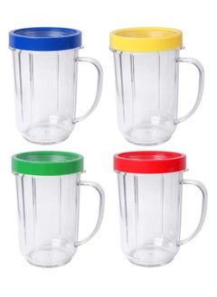 SYOSI 16oz Bullet Cups Compatible with Magic Bullet Blender 250W MB-1001, Includes Colored Lip Rings, Pack of 4  - Image 1