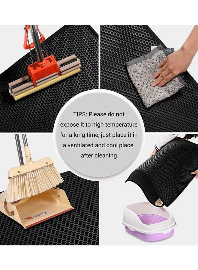 ريليو سجادة فضلات القطط مزدوجة الطبقات مقاومة للماء والبول، عبوة واحدة (أسود، 24 × 15 بوصة (عبوة من قطعة واحدة)) - Image 4