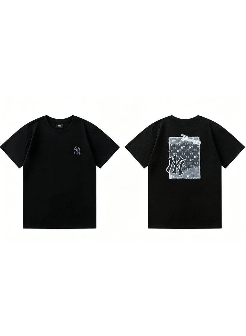 MLB Vintage Distressed NY Yankees Front Back Graphic Black Unisex Cotton T-shirt-XXXL - Image 1