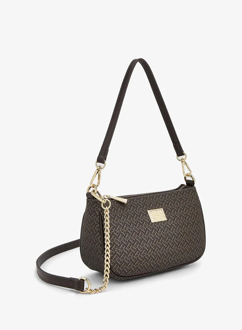 Flora Bella By Shoexpress BROWN Flora Bella Monogram Print Shoulder Bag with Detachable Strap for Women | Best Price UAE