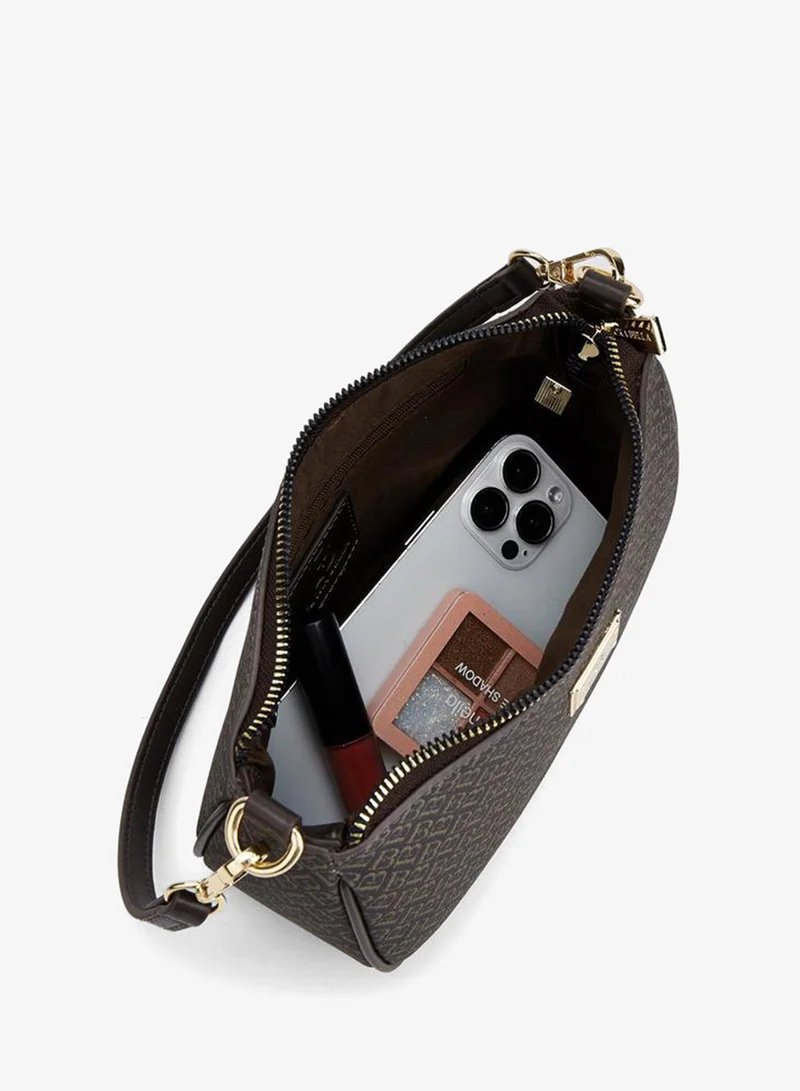 Flora Bella By Shoexpress BROWN Flora Bella Monogram Print Shoulder Bag with Detachable Strap for Women | Best Price UAE