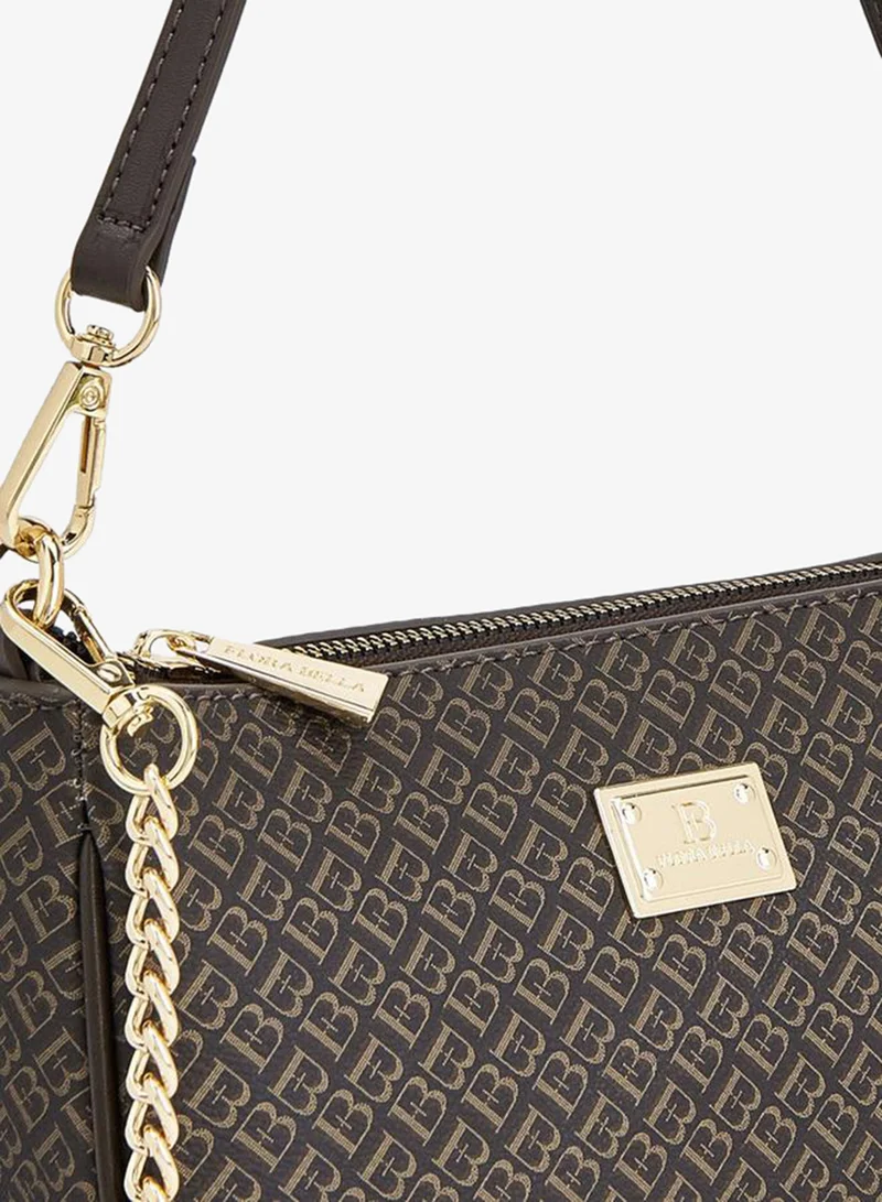 Flora Bella By Shoexpress BROWN Flora Bella Monogram Print Shoulder Bag with Detachable Strap for Women | Best Price UAE
