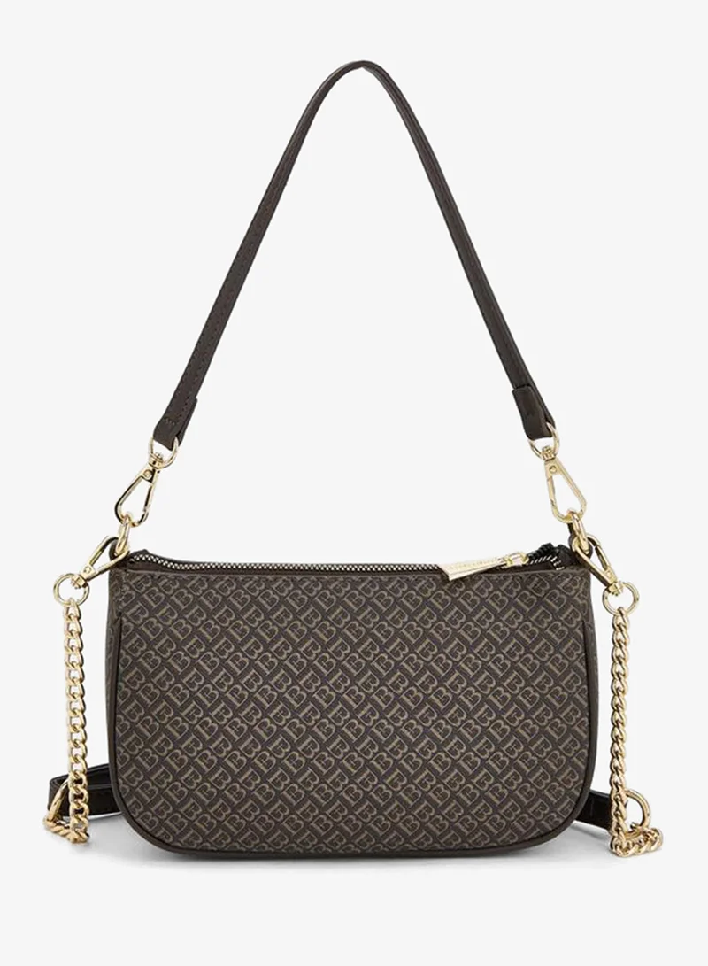Flora Bella By Shoexpress BROWN Flora Bella Monogram Print Shoulder Bag with Detachable Strap for Women | Best Price UAE