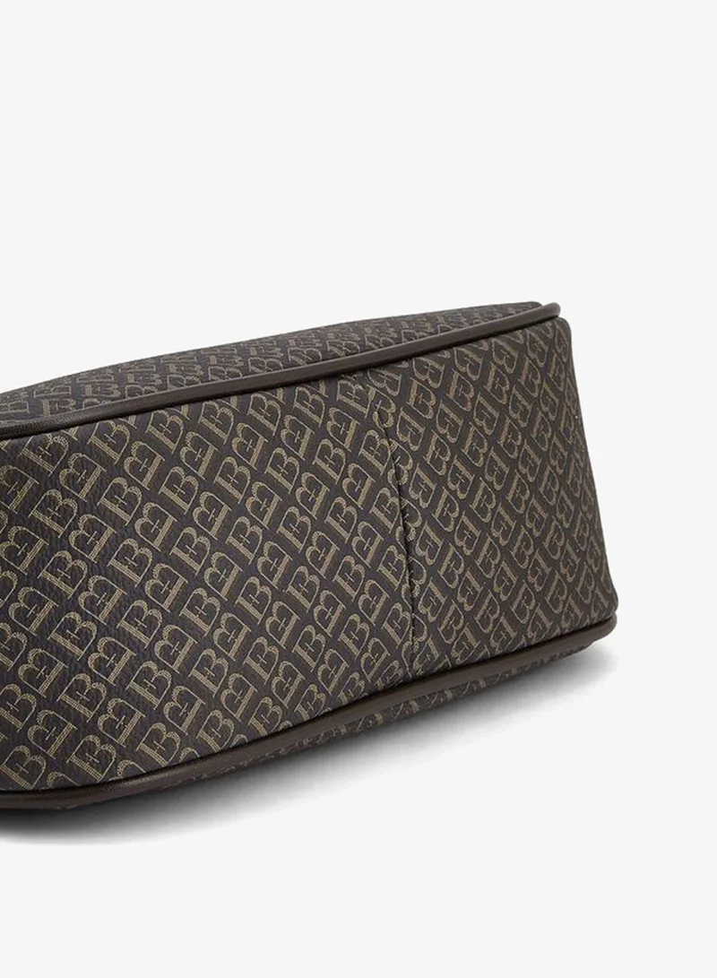 Flora Bella By Shoexpress BROWN Flora Bella Monogram Print Shoulder Bag with Detachable Strap for Women | Best Price UAE