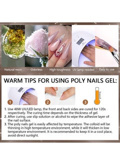Saviland Saviland Poly Gel Nail Kit - 7 Colors All-In-1 Poly Nail Extension Gel Kit with White Brown Gold Builder Nail Gel, Slip Solution Nail Tools for Nails Enhancement Manicure Beginner Starter Kit  - Image 5