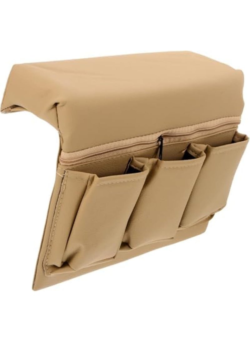 SYOSI Car Window Armrest Storage Box – Leather Vehicle Side Door Organizer with Multiple Pockets, Comfortable Elbow Rest Pad for Automotive Use, Universal Fit for Most Cars (Beige) - Image 1