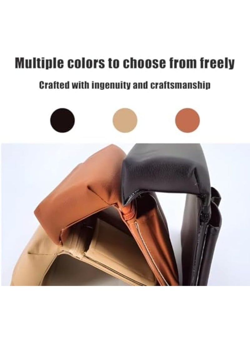 SYOSI Car Window Armrest Storage Box – Leather Vehicle Side Door Organizer with Multiple Pockets, Comfortable Elbow Rest Pad for Automotive Use, Universal Fit for Most Cars (Beige) - Image 4