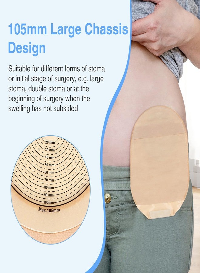 Heagimed 20 Pack Colostomy Bags, 105 mm Extra Large Ostomy Bags for Large Stoma and Double Stoma Patients, One Piece Drainable Ostomy Pouches for Ileostomy Stoma Care - Image 3