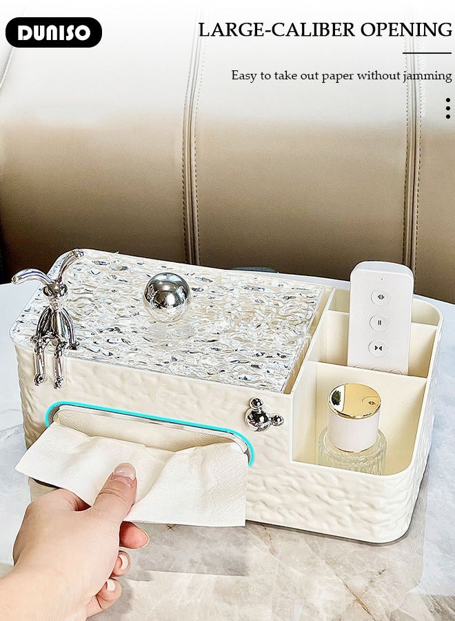 DUNISO Multifunctional Rectangle Tissue Box Cover, Modern Tissue Box with Stationery Remote Control Box, Table Storage Box Container, Facial Tissue Holder for Bathroom, Countertop, Kitchen, Bedroom Dresser and Office Room - Image 2
