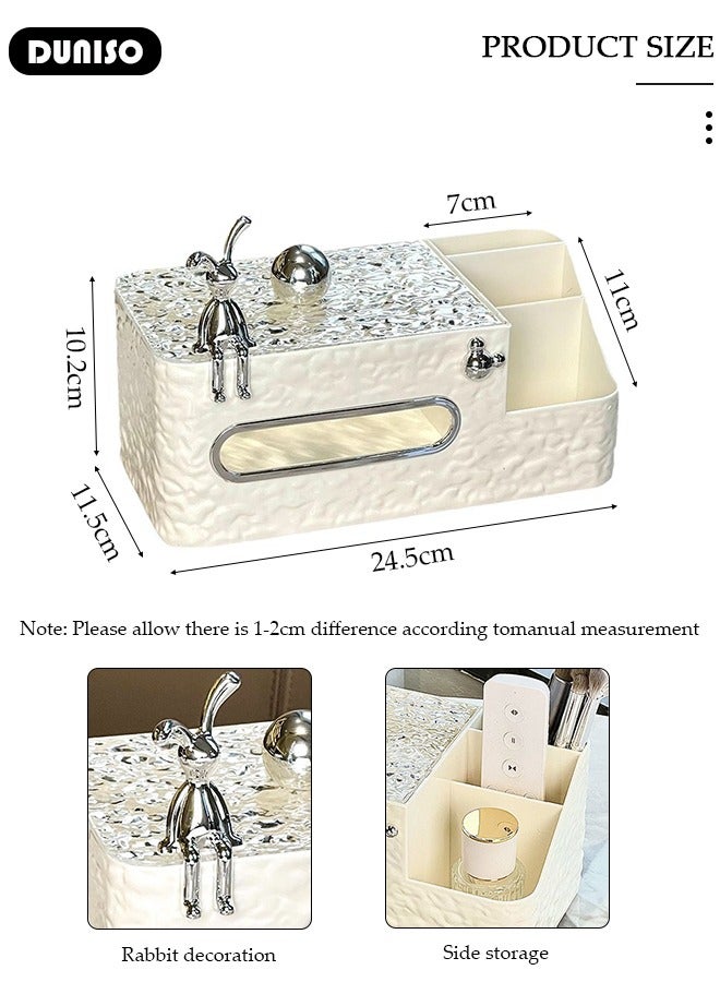 DUNISO Multifunctional Rectangle Tissue Box Cover, Modern Tissue Box with Stationery Remote Control Box, Table Storage Box Container, Facial Tissue Holder for Bathroom, Countertop, Kitchen, Bedroom Dresser and Office Room - Image 4