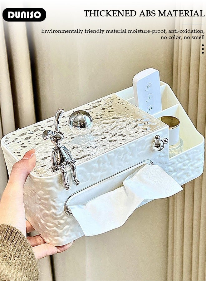 DUNISO Multifunctional Rectangle Tissue Box Cover, Modern Tissue Box with Stationery Remote Control Box, Table Storage Box Container, Facial Tissue Holder for Bathroom, Countertop, Kitchen, Bedroom Dresser and Office Room - Image 5
