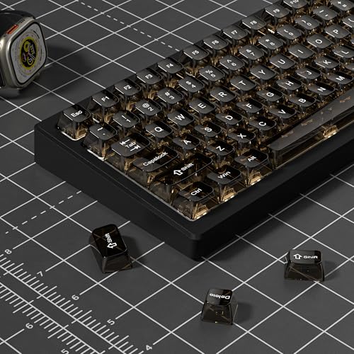 dagaladoo Black Clear keycaps for Mechanical Keyboard,Transparent MDA keycaps 60 75 100 Percent,Ceramic Jelly Key caps Set,Shine Through Key caps for Mx Switches Mechanical Keyboard(115key) - Image 4