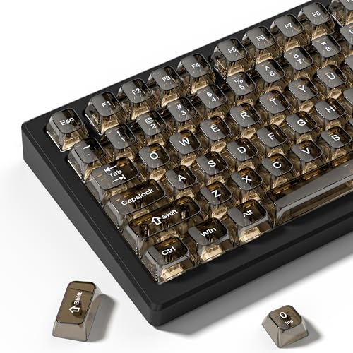 dagaladoo Black Clear keycaps for Mechanical Keyboard,Transparent MDA keycaps 60 75 100 Percent,Ceramic Jelly Key caps Set,Shine Through Key caps for Mx Switches Mechanical Keyboard(115key) - Image 1