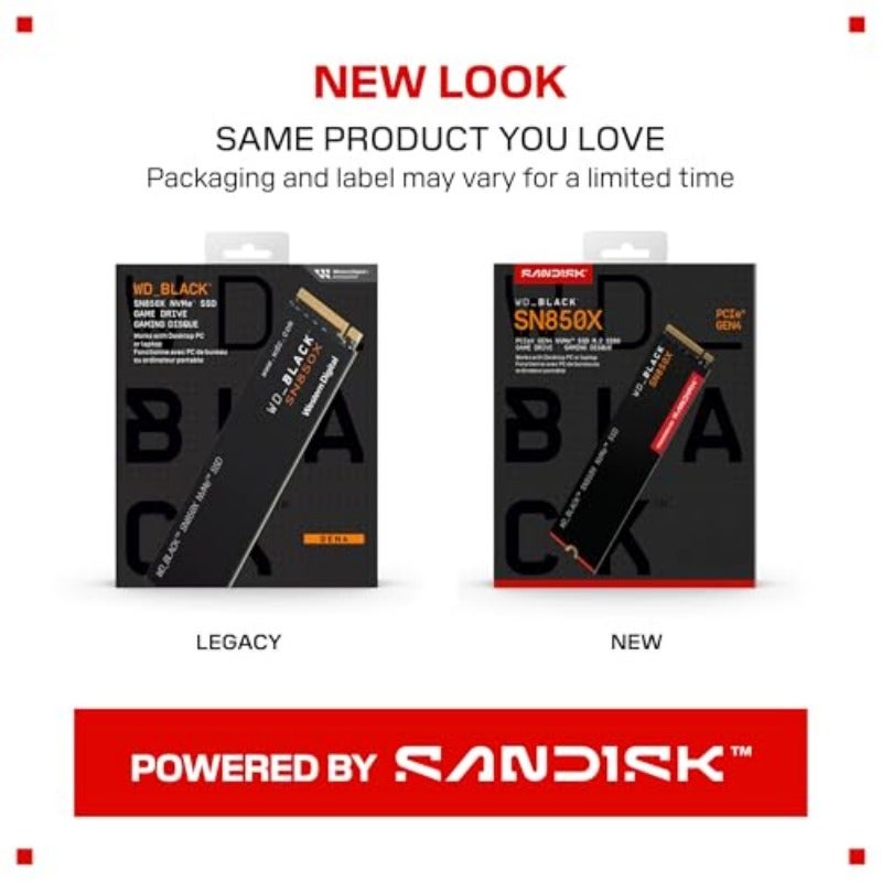 WD_BLACK SN850X NVMe SSD 1TB Internal SSD Gaming Memory PCIe Gen4 Technology Read 7300MB s Write 6300MB s Black - Image 2