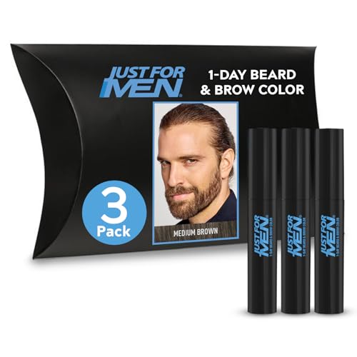 Just for Men 1Day Beard Brow Color Temporary Color for Beard and Eyebrows For a Fuller WellDefined Look Up to 30 Applications Medium Brown Ships in EcoFriendly Packaging Pack of 3 - Image 1