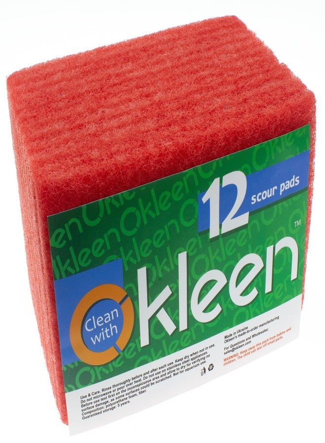 Okleen Scour Pads. Made in Europe. 12 Pack, Pink, 4 x 6 Inch Odorless General Purposes Scouring Scrubbers for Cleaning Dishes, Cutlery & Kitchen Stuff, Garage & Garden Tools, Grills & Outdoor Things - Image 2