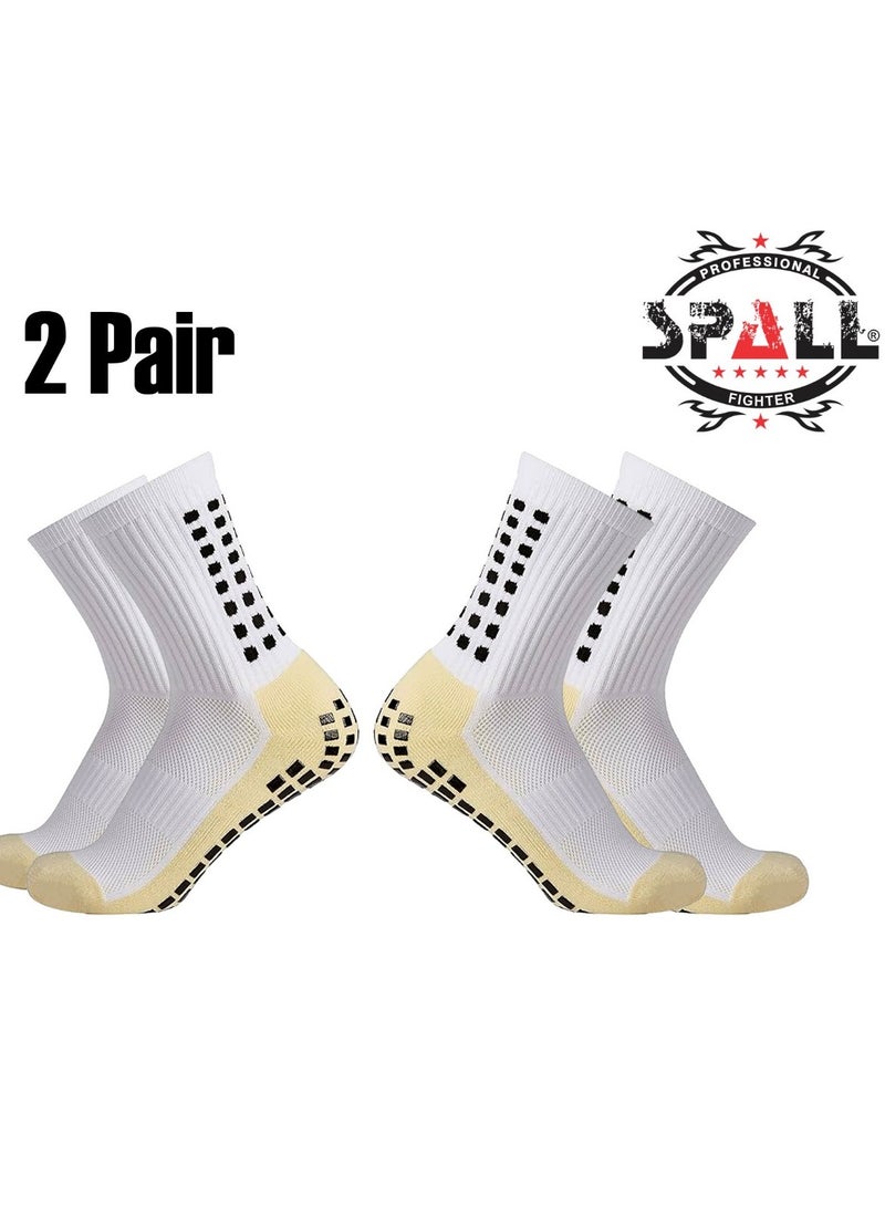 Spall 2Pair Men's Soccer Socks Anti Slip Non Slip Grip Pads for Football Basketball Sports Grip Socks - Image 1