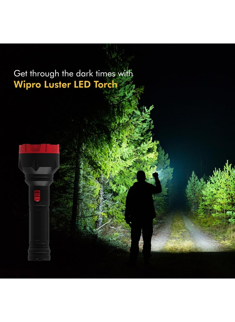 WIPRO wipro Luster 3W Led Bright Rechargeable Torch Emergency Torch Light Li Ion Battery Red and Black ABS Pack of 1  - Image 2