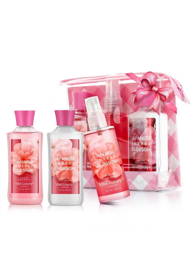 Vital Luxury Bath and Body Gift Set for Women & Girls, Japanese Cherry Blossom Spa Set With Natural Extracts-Shower Gel, Body Lotion, Body Mist, Body Care Travel Set for Birthday Mother's Valentine's Day Gifts - Image 1