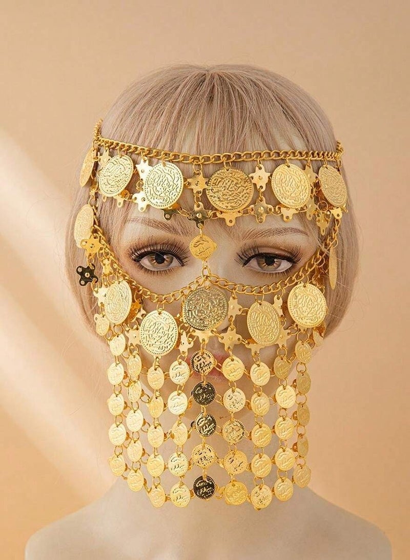 A high-quality face accessory to celebrate Founding Day, Saudi National Day, and all special occasions, with a golden coin design - Image 1