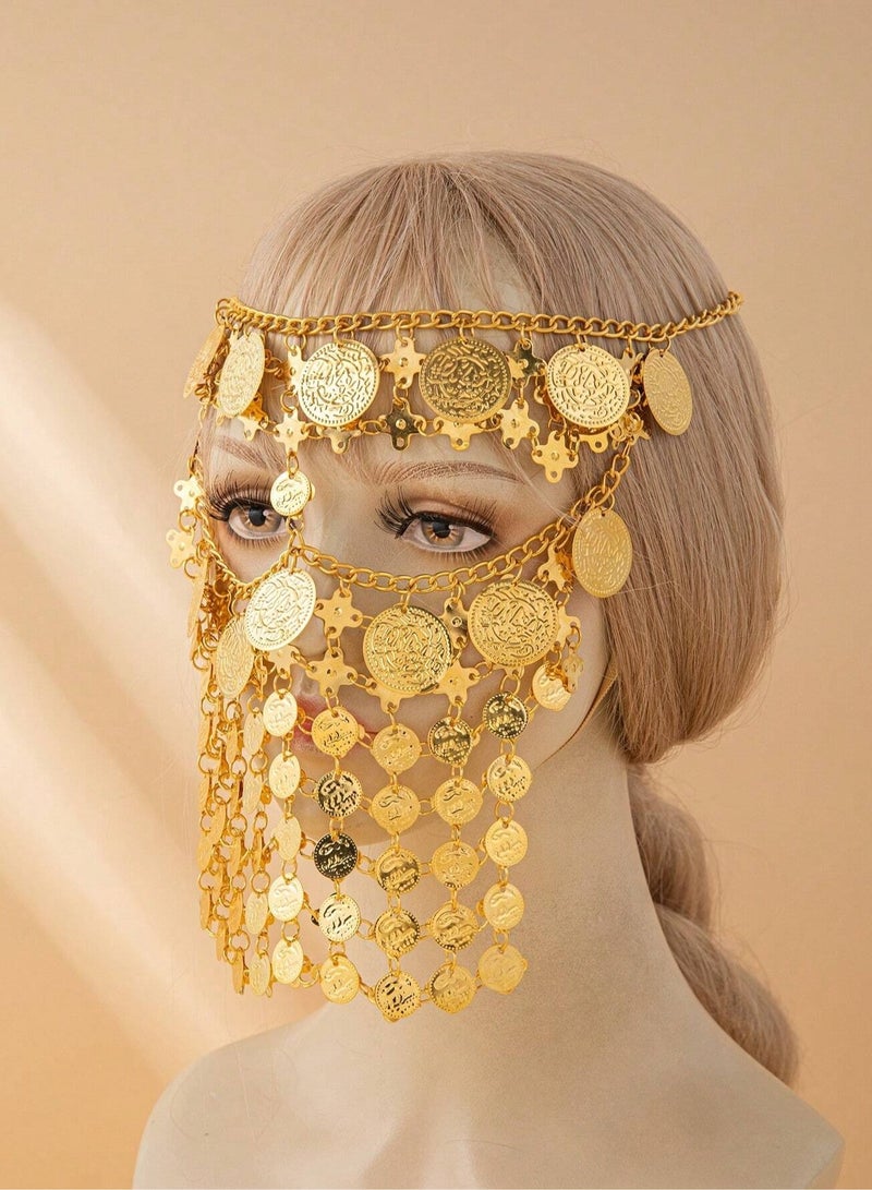 A high-quality face accessory to celebrate Founding Day, Saudi National Day, and all special occasions, with a golden coin design - Image 2