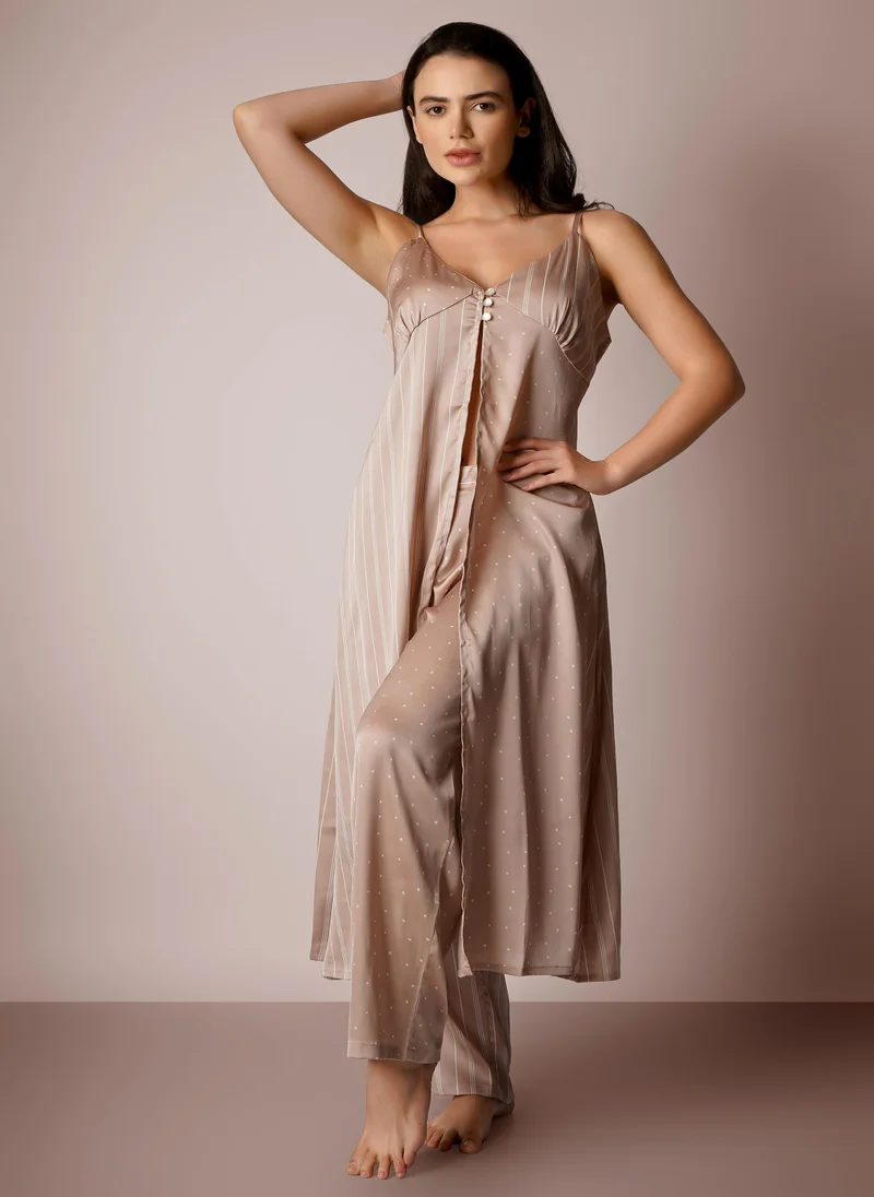 افتر دارك Enzo, Luxe Satin Pyjamas with Cami Dress & Robe 3 pc Set