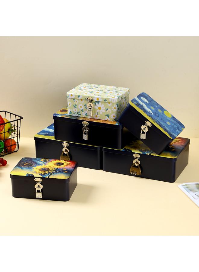 Bluejw Creative Wrought Iron Storage Box With Lock Documents Sundries Tinplate Storage Box Small Fresh Packaging Box Gift Box Empty Box - Image 4