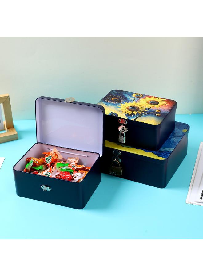 Bluejw Creative Wrought Iron Storage Box With Lock Documents Sundries Tinplate Storage Box Small Fresh Packaging Box Gift Box Empty Box - Image 3