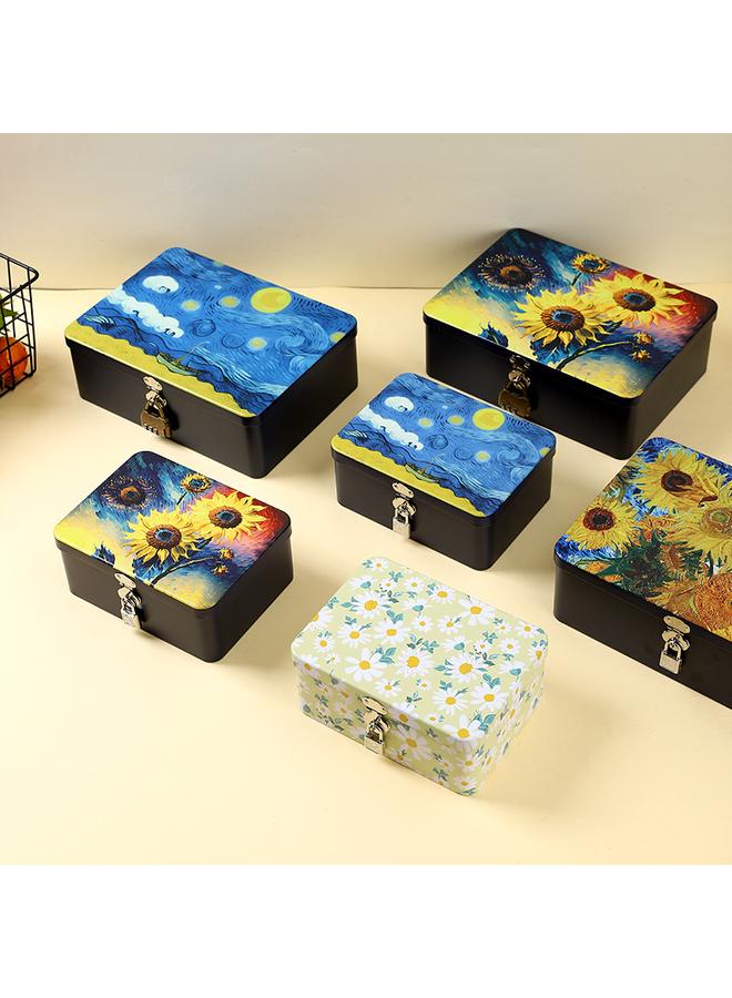 Bluejw Creative Wrought Iron Storage Box With Lock Documents Sundries Tinplate Storage Box Small Fresh Packaging Box Gift Box Empty Box - Image 2