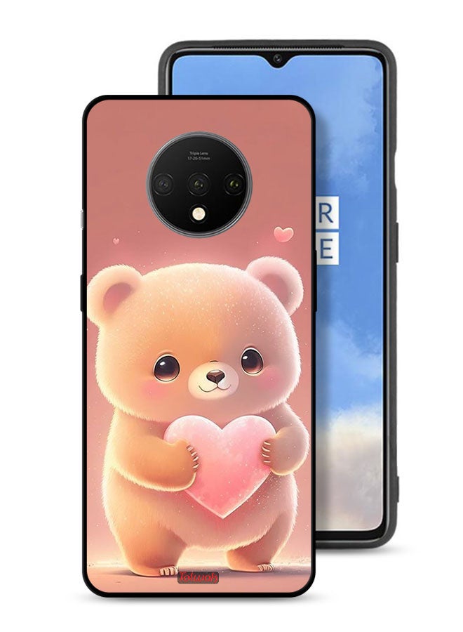 Tolwak OnePlus 7T Protective Case Cover Cute Little Panda Holding Heart - Image 1