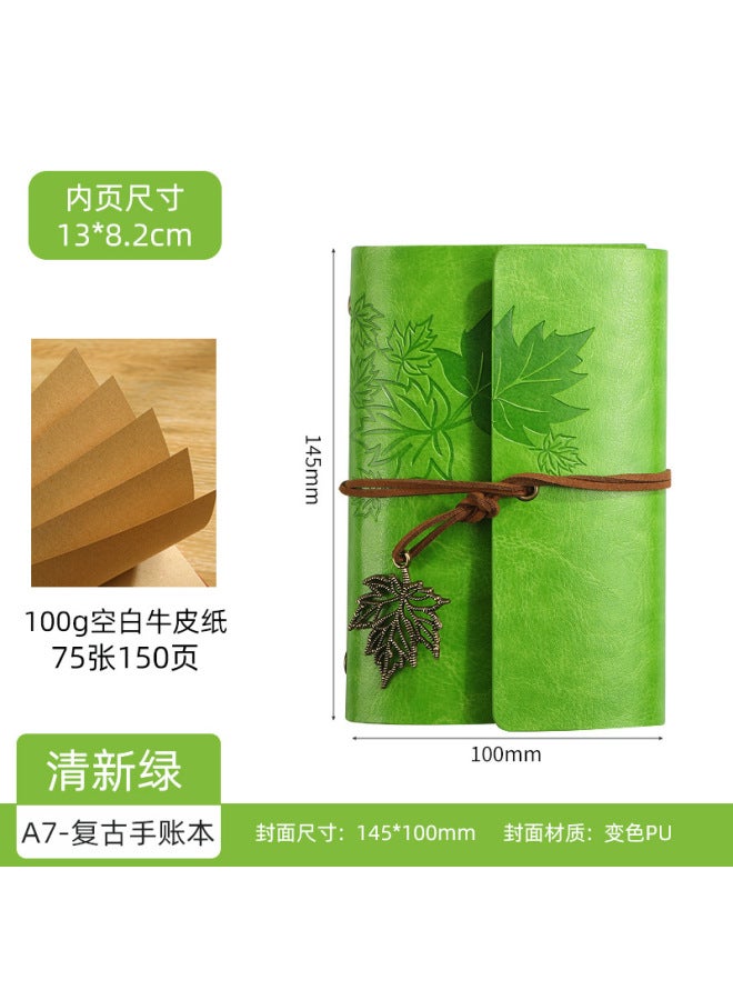 بوي دفتر سفر كلاسيكي من الجلد الناعم مع حافظة يدوية  
دفتر ملاحظات A6/A7 قابل للحمل مع أوراق قابلة للإزالة  
يوميات ورق القيقب - دفتر متنقل أنيق للسفر والكتابة - Image 1