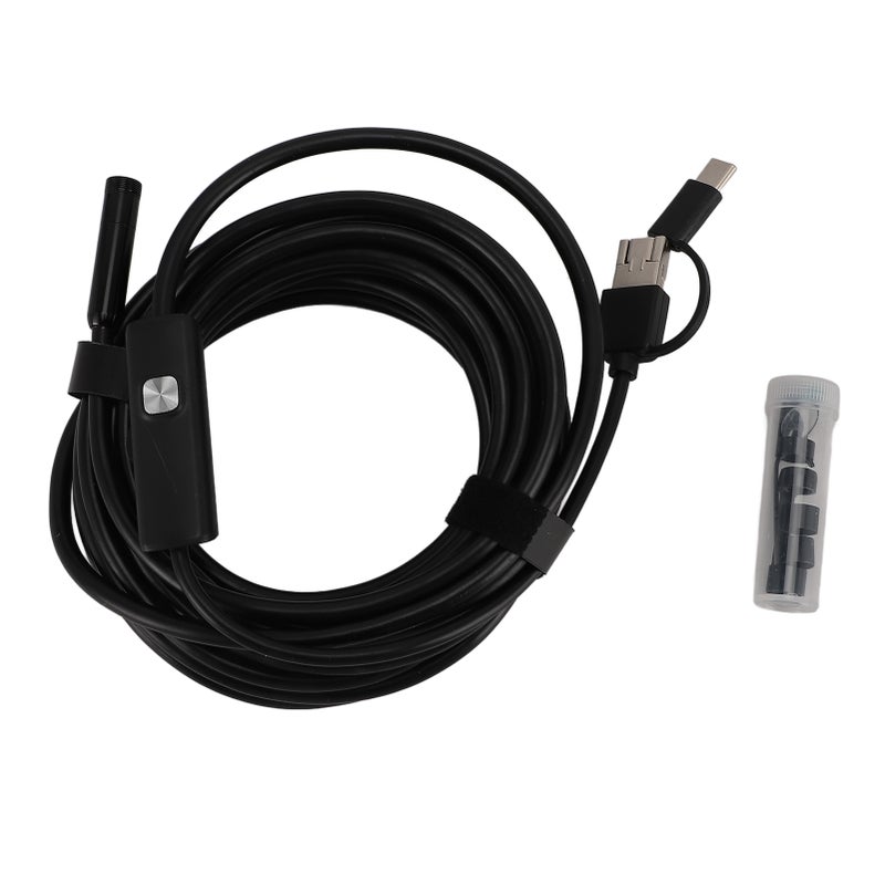 كاميرا منظار USB C مع ضوء LED قابل للتعديل 8 مم 1200 بكسل، منظار بمعالجة صورة (بورسكوب) مع كاميرا ثعبانية مقاومة للماء IP68، كاميرا فحص USB - Image 1