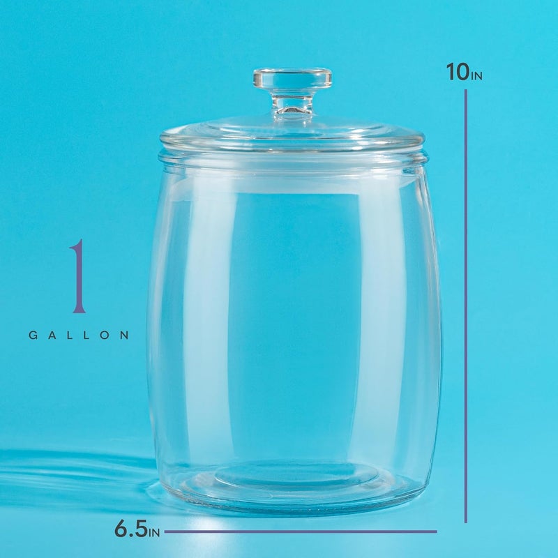 kitchentoolz 1 Gallon Glass Cookie Jar with Lid – Set of 2 Large Glass Jars with Lids for Cookies, Candy, Flour, Sugar, Pet Treats – Clear Glass Canisters for Food Storage - Pack of 2 - Image 2