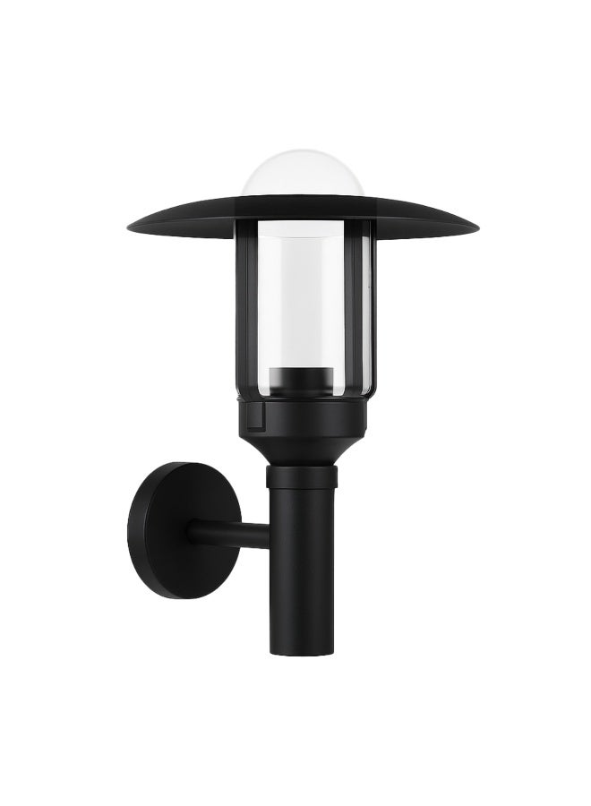 ALFRIDAY Outdoor Wall Lantern, E27 Socket, Clear Glass Shade, Metal Housing, IP44 Weatherproof, Hard-Wired Exterior Sconce, Bulb-Changeable, Modern Black Finish for Patio/Garden/Porch/Facade - Image 1