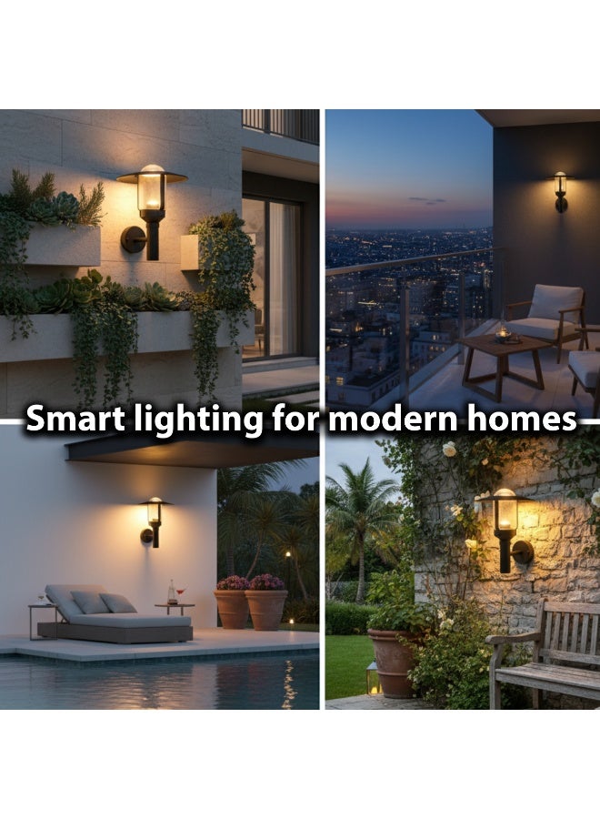 ALFRIDAY Outdoor Wall Lantern, E27 Socket, Clear Glass Shade, Metal Housing, IP44 Weatherproof, Hard-Wired Exterior Sconce, Bulb-Changeable, Modern Black Finish for Patio/Garden/Porch/Facade - Image 3