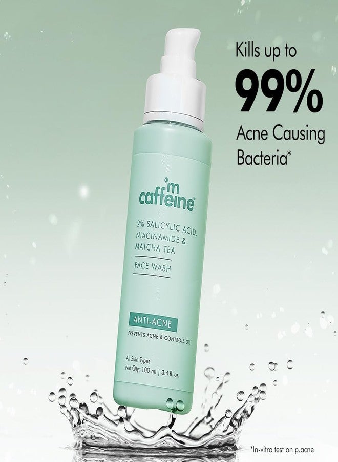 mcaffeine 2% Salicylic Acid Niacinamide & Matcha Tea Face Wash|Anti Acne Cleanser For Pimples|Suitable For Acne Prone & Oily Skin|Fights 99% Bacteria|Sulphate Free Face Wash For Women And Men-100 Ml - Image 1