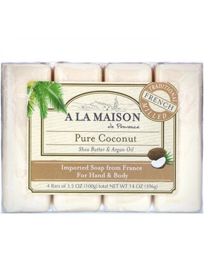 A La Maison De Provence A La Maison de Provence Hand & Body Bar Soap Pure Coconut 4 Bars 3.5 oz Each 
